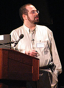 Eliezer Yudkowsky at the 2009 Singularity Summit in New York City